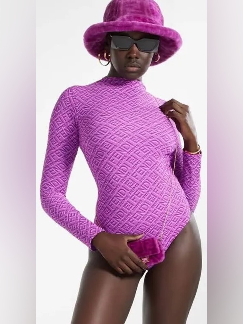 NWOT! Fendi x SKIMS Mock Neck Long Sleeve Bodysuit
